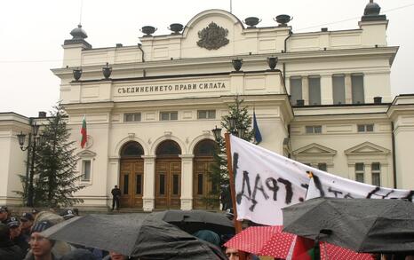 Протест пред парламент без депутати 19.12.08