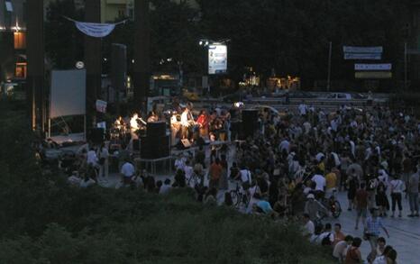 Fire-dancers in front of National Palace of Culture