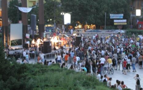 Fire-dancers in front of National Palace of Culture