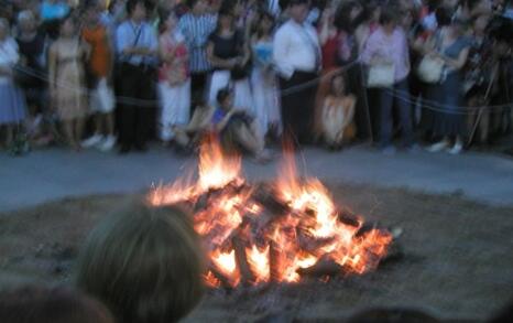 Fire-dancers in front of National Palace of Culture