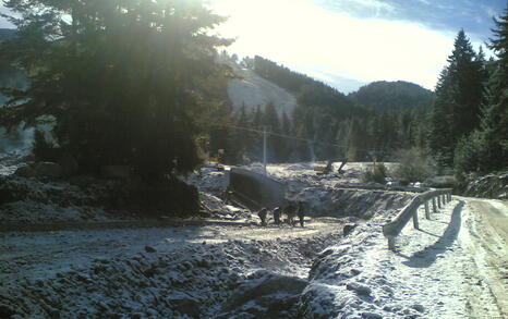 New illegal constructon work in Bansko ski zone - Chalin Valog lift and ski ruins, 13th November 2007